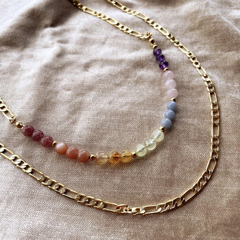 Rainbow Gemstone Bead And Layered Chain Necklace, 3 of 10