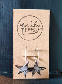 Silver And Black Star Earrings, 3 of 3