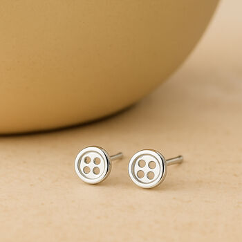 Sterling Silver Sewing Button Stud Earrings, 3 of 6