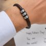 Personalised Men's Leather Bracelet – Custom Engraved Name Ring Bracelet Gift For Dad, thumbnail 4 of 12