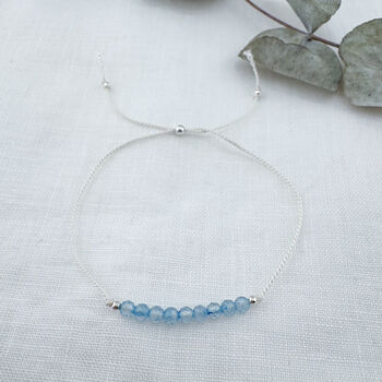 Blue Topaz Silk Bracelet December Birthstone Jewellery, 2 of 4