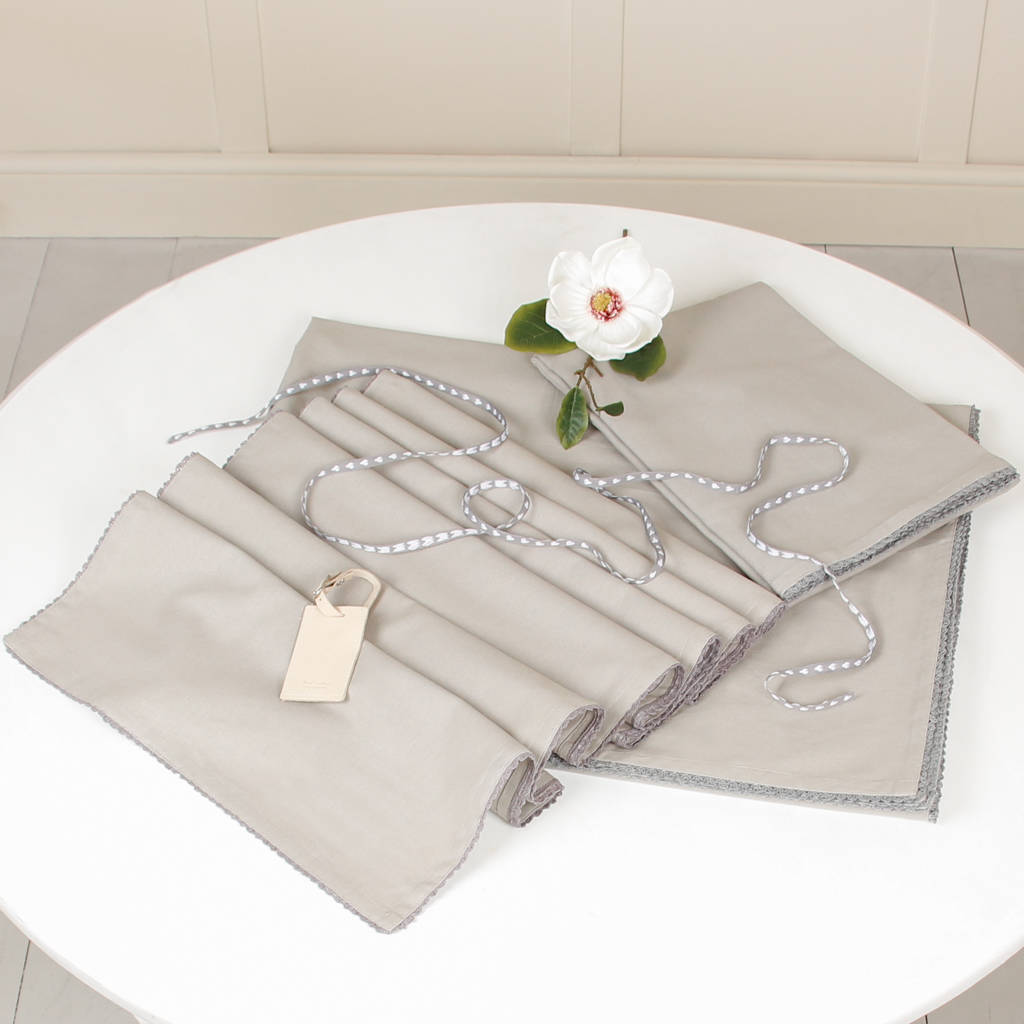 French Grey Dinner Table Cloth Set By Dibor