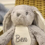 Personalised Grey Bunny Soft Toy For Baby, thumbnail 6 of 10