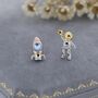 Mismatched Astronaut And Rocket Stud Earrings In Sterling Silver, thumbnail 1 of 12