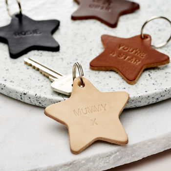 Personalised Leather Star Keyring, 2 of 4