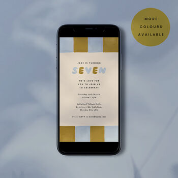 Digital Download Birthday Party Invite With Striped Border, 4 of 6
