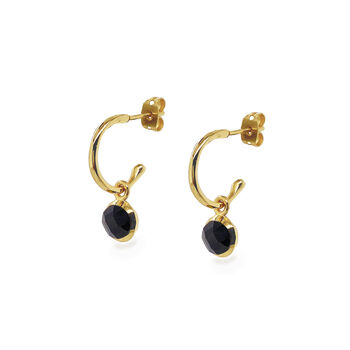 Dainty Gold Gemstone Hoop Earrings, 2 of 12