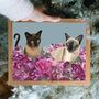 Pet Portrait With Flowers Custom Personalised Cat Dog, thumbnail 2 of 5