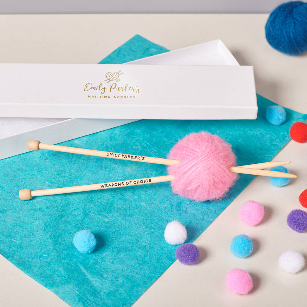 Personalised Knitting Needles With Box, 1 of 4