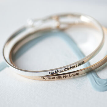 No Mud No Lotus Slim Brass Yoga Bangle, 3 of 12