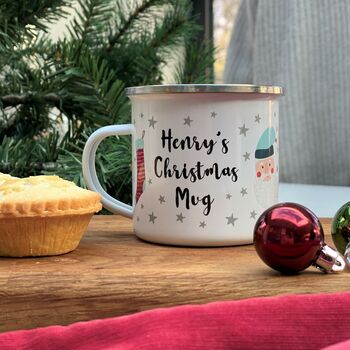 Personalised Traditional Christmas Enamel Mug, 3 of 5