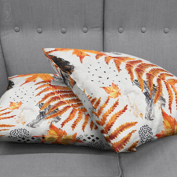 Cushion Cover With Abstract Orange Dry Leaves Pattern, 4 of 7