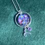 Sterling Silver Handmade Real Flower Necklace With Personalised Birthstone And Zodiac Charm, thumbnail 12 of 12