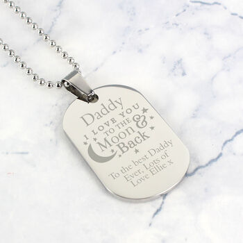 To Moon And Back Personalised Steel Dog Tag, 2 of 9