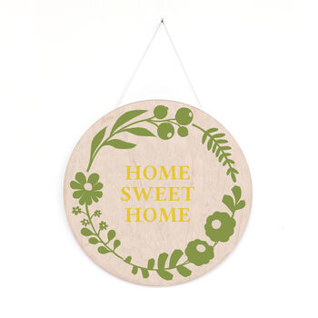 Floral Screen Printed Plauqe 'Home Sweet Home', 2 of 9