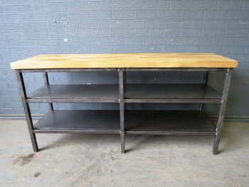 Industrial Reclaimed Tv Unit Shelf Steel And Wood 468, 5 of 6