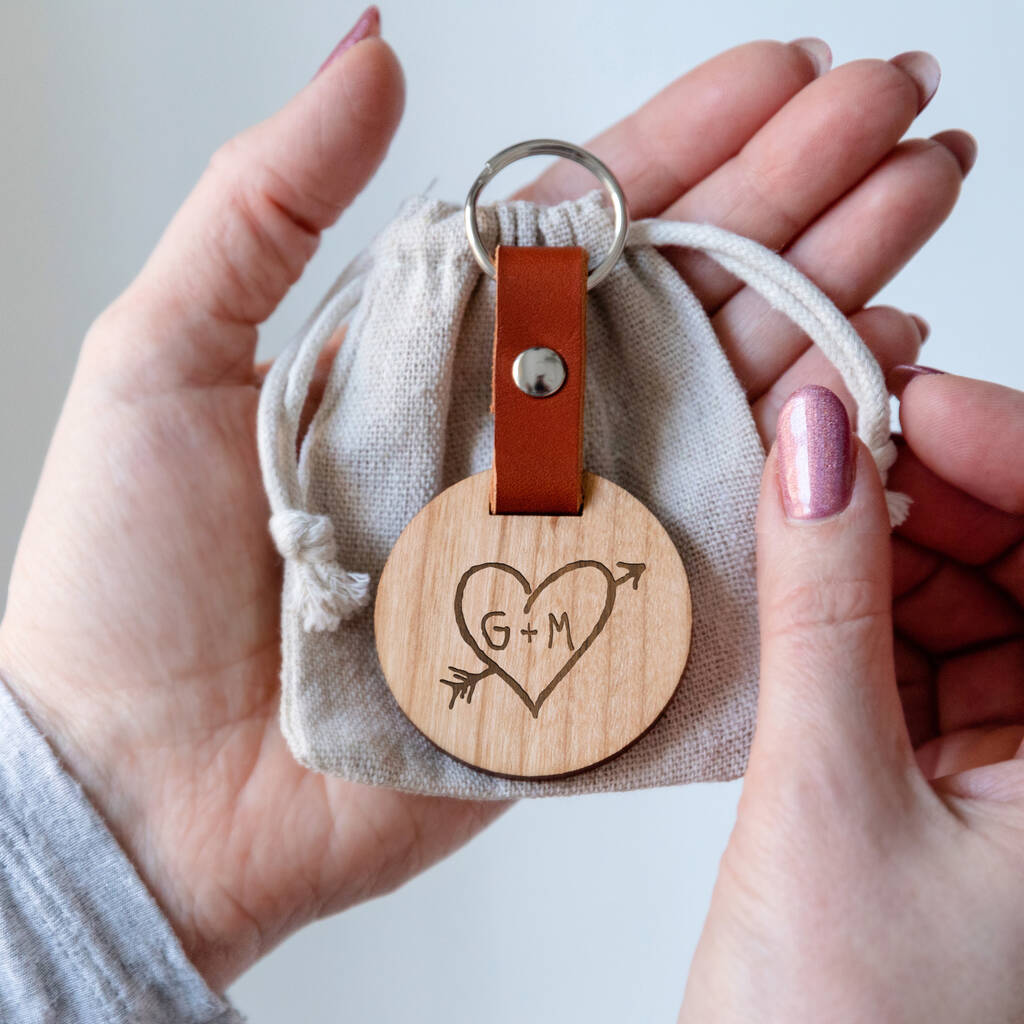 Personalised Carved Heart Keyring For Couples By Dust And Things