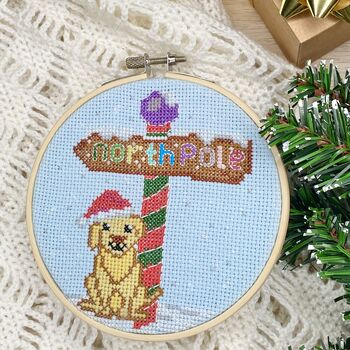 North Pole Puppy Dog Christmas Cross Stitch Kit, 6 of 6