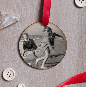 Personalised Favourite Vintage Photo Wooden Bauble, 8 of 10