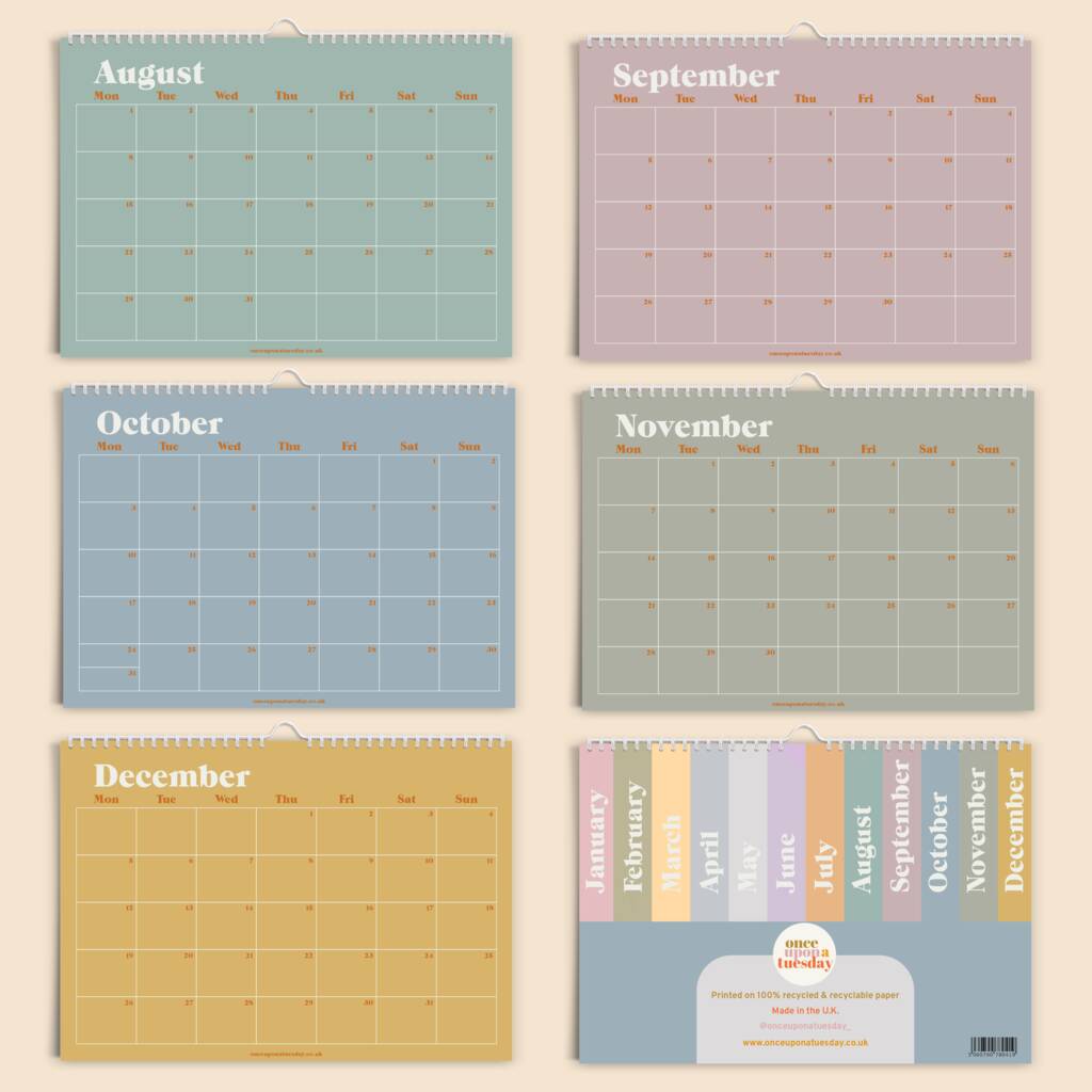 2022 A4 Pastels Minimalist Wall Calendar By Once Upon a Tuesday ...