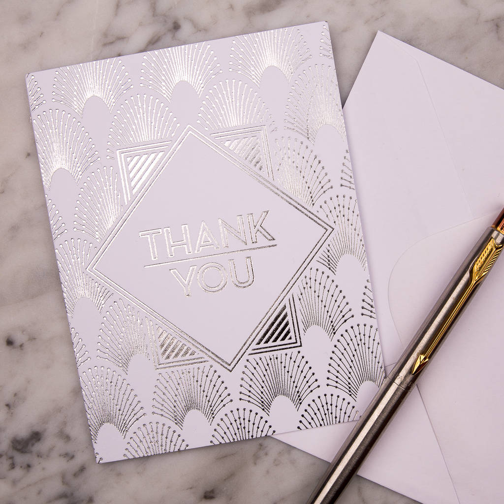 Decodence Lace Foil Thank You Cards, Pack Of 10 By Eagle Eyed Bride