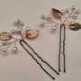 Copper Leaf Hair Pin With Pearls Perfect For Weddings, thumbnail 8 of 10