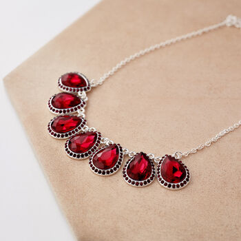 Red Teardrop Crystal Pendant Necklace, 3 of 3