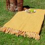Mustard Yellow Picnic Blanket With Tassels, thumbnail 4 of 8