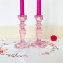 Pair Of Pink Glass Candlesticks, thumbnail 6 of 8