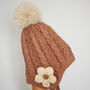 Girls Crochet Flower Cotton Lining Soft Yarn Knit Hat, thumbnail 11 of 12