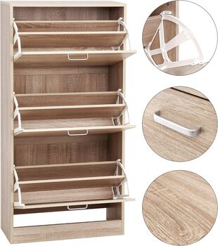 Shoe Cabinet Three Tier Flip Door Storage, 6 of 9
