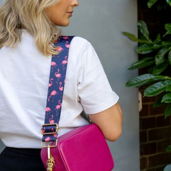 Navy Blue Flamingo Bag Strap | Extra Long Crossbody Replacement Bag Strap, 5 of 5