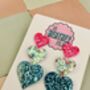 X Large Triple Heart Glitter Resin Earrings, thumbnail 3 of 5
