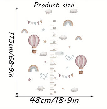 Height Chart Rainbows Clouds Balloons Bunting Stickers, 3 of 3