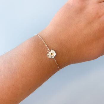 Sterling Silver Daisy Charm Bracelet, 3 of 6