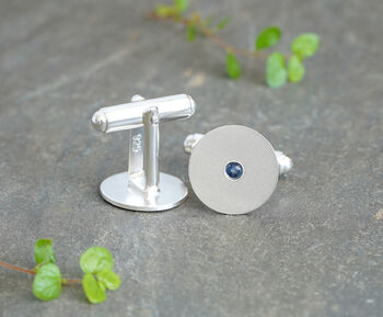 Men's Sterling Silver Tuxedo Shirt Studs With Natural Blue Sapphires, Set Of Five, 5 of 5