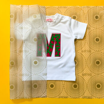 Personalised African Print Letter Baby Top, 2 of 8