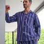 Men's 'Banbury Navy' Stripe Brushed Cotton Pyjama Set, thumbnail 2 of 3