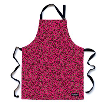 Hot Pink Leopard Print Cotton Apron With Pocket, 4 of 12