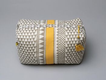 Sankari Geo Stripe Pattern Wash Bag In Mustard / Grey, 2 of 6