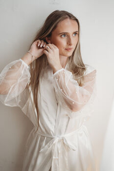 Satin Pearl Bridal Robe Bride Robe, 4 of 9