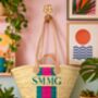 Personalised Stripe Monogram Beach Basket, thumbnail 3 of 9