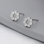 Sterling Silver Tiny Cz Circle Wreath Stud Earrings, thumbnail 6 of 12