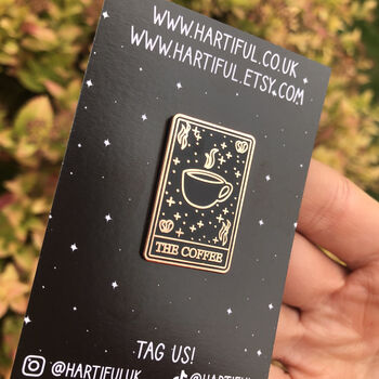 The Coffee Tarot Card Enamel Pin, 8 of 9