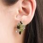 Large Green Gemstone Cluster Earrings In Sterling Silver, thumbnail 2 of 12