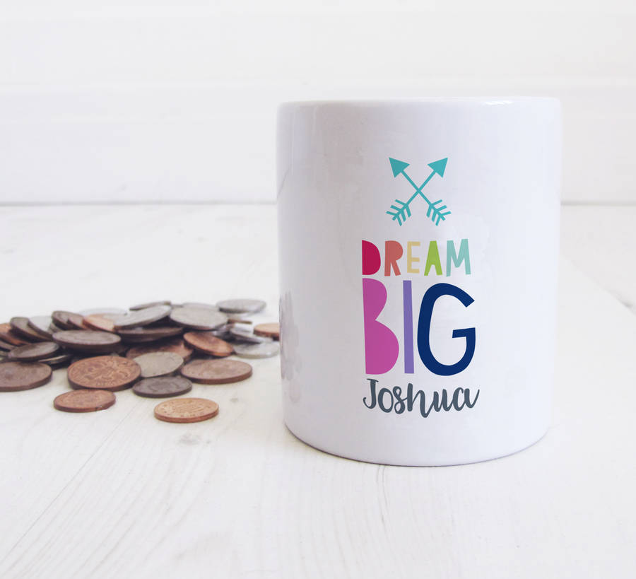 Personalised Dream Big Moneybox By Chips & Sprinkles
