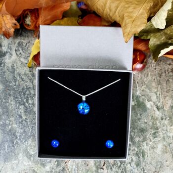 Sapphire Blue Glass And Sterling Silver Necklace, 4 of 12