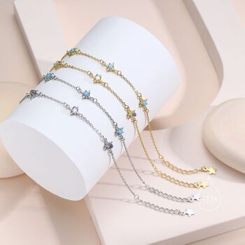 Starburst Charm Bracelet In Sterling Silver With Opal Or Moonstone, 6 of 12