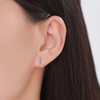 Sterling Silver Dna Molecular Structure Stud Earrings, 3 of 12