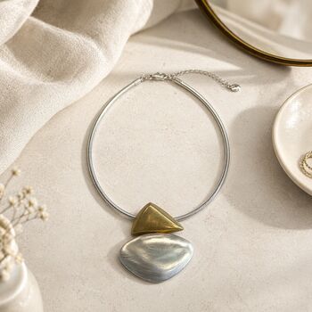 Dual Tone Sculptural Statement Necklace, 2 of 2